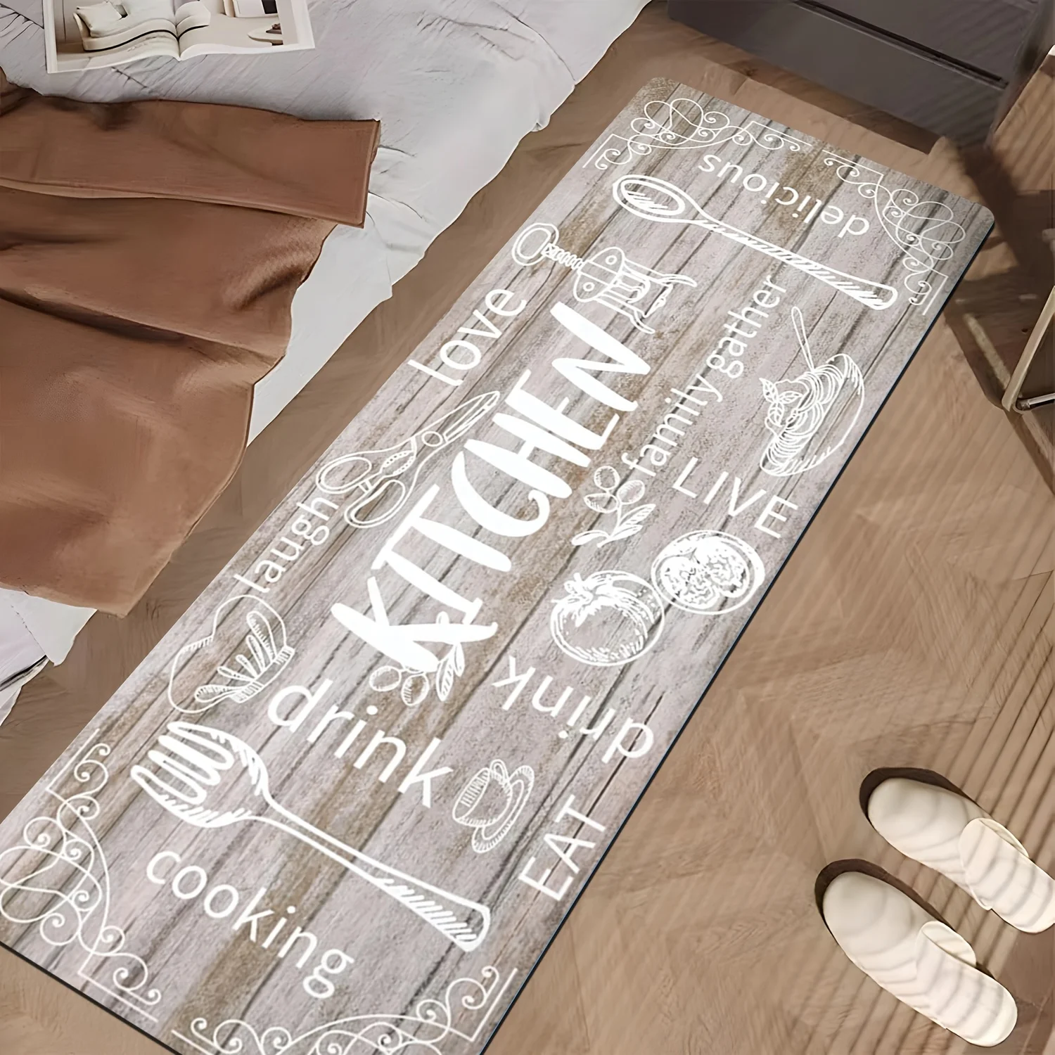 Commercial Kitchen Quotes - سجادة مطبخ خشبية مطبوعة بتصميم عصري،