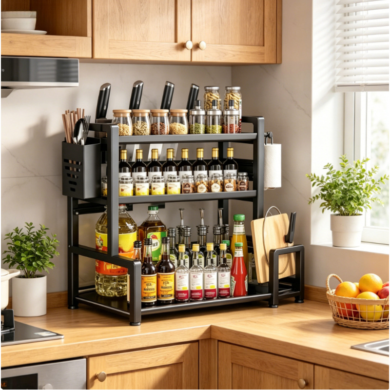 Commercial Kitchen Knife Holder - منظم توابل للمطبخ، رف تخزين معدني