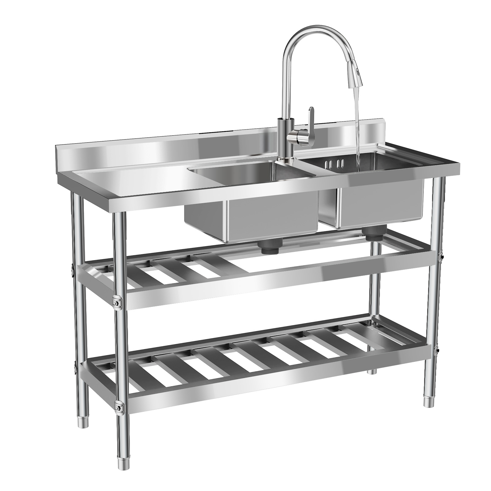 Commercial Kitchen Prep Table With Storage - حوض مطبخ تجاري للمطاعم، حوض مزدوج