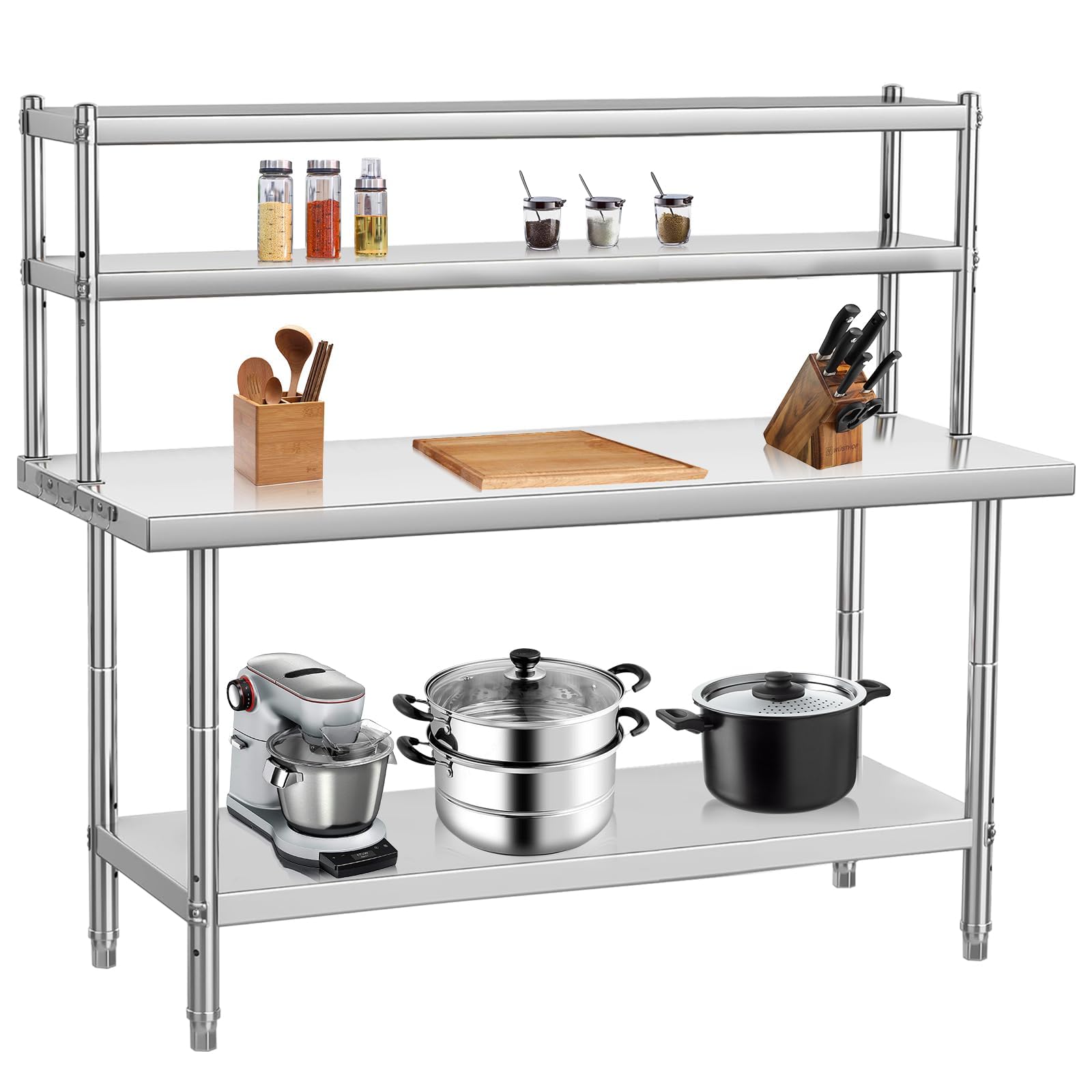 Commercial Kitchen Prep Table With Storage - طاولة عمل من الفولاذ المقاوم للصدأ