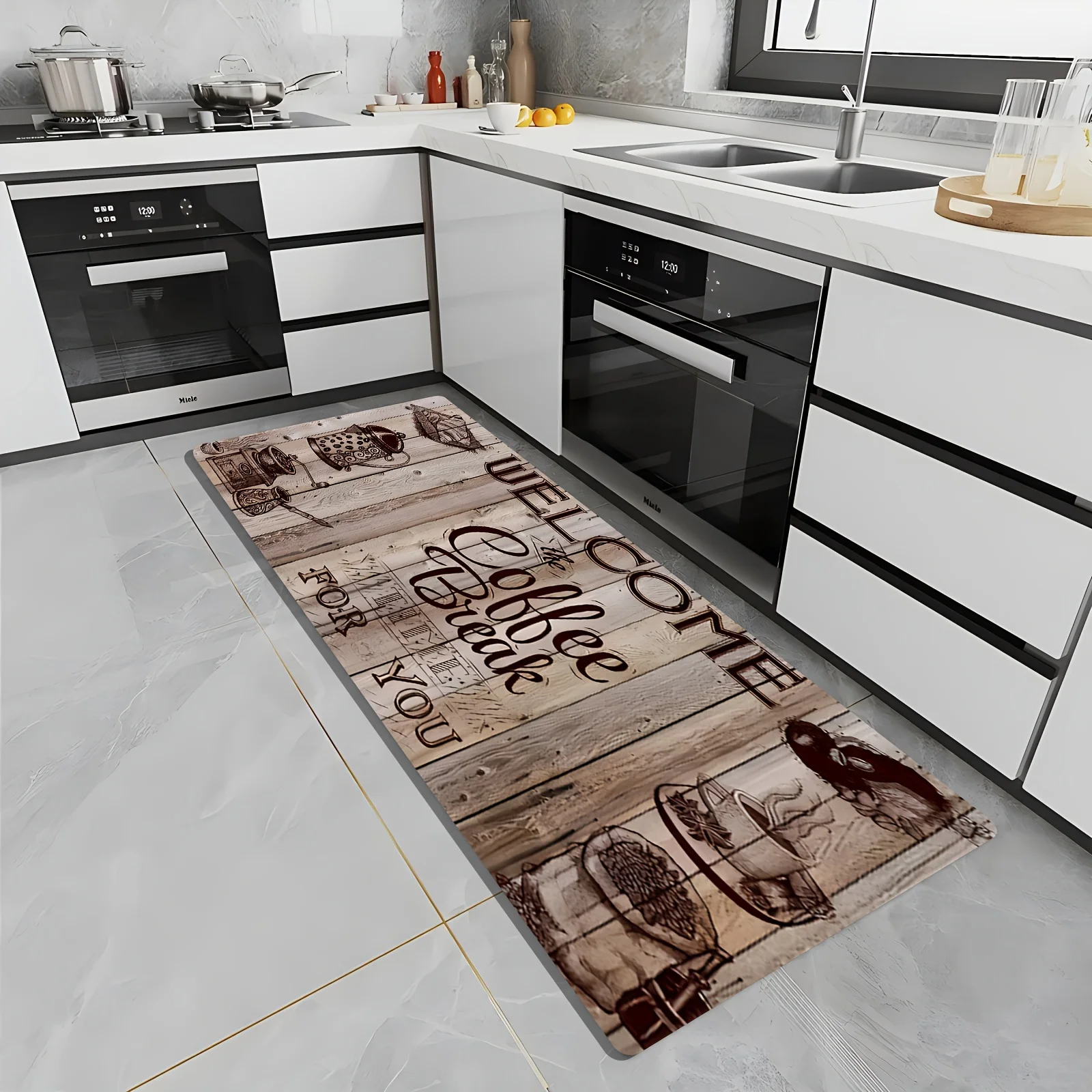 Commercial Kitchen Quotes - سجادة مطبخ مطبوعة بعبارة عن القهوة