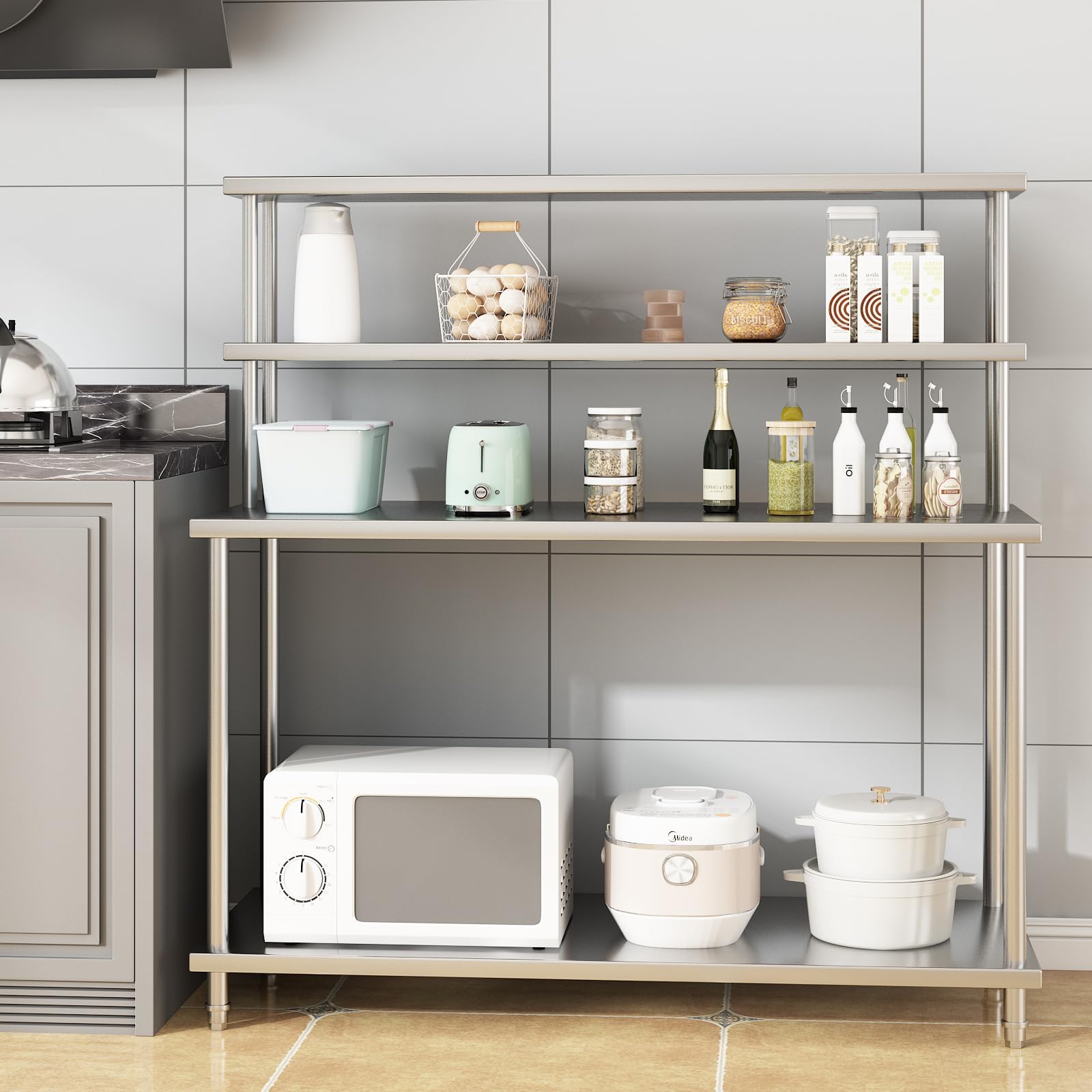 Commercial Kitchen Prep Table With Storage - طاولة من الفولاذ المقاوم للصدأ مع