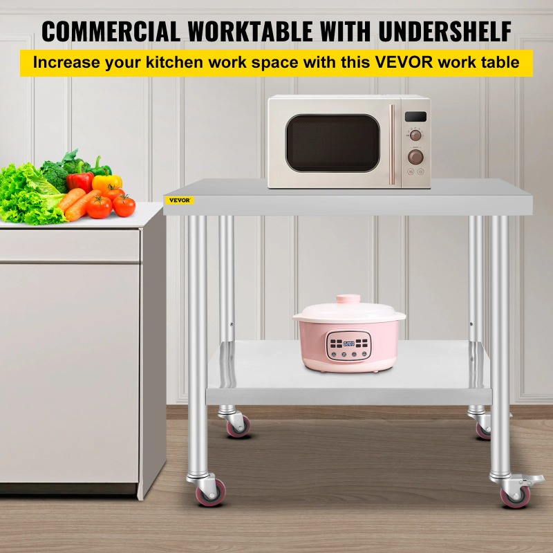 طاولة تحضير للمطبخ من الفولاذ  - مراجعة Commercial Kitchen Prep Table With Storage وسعره