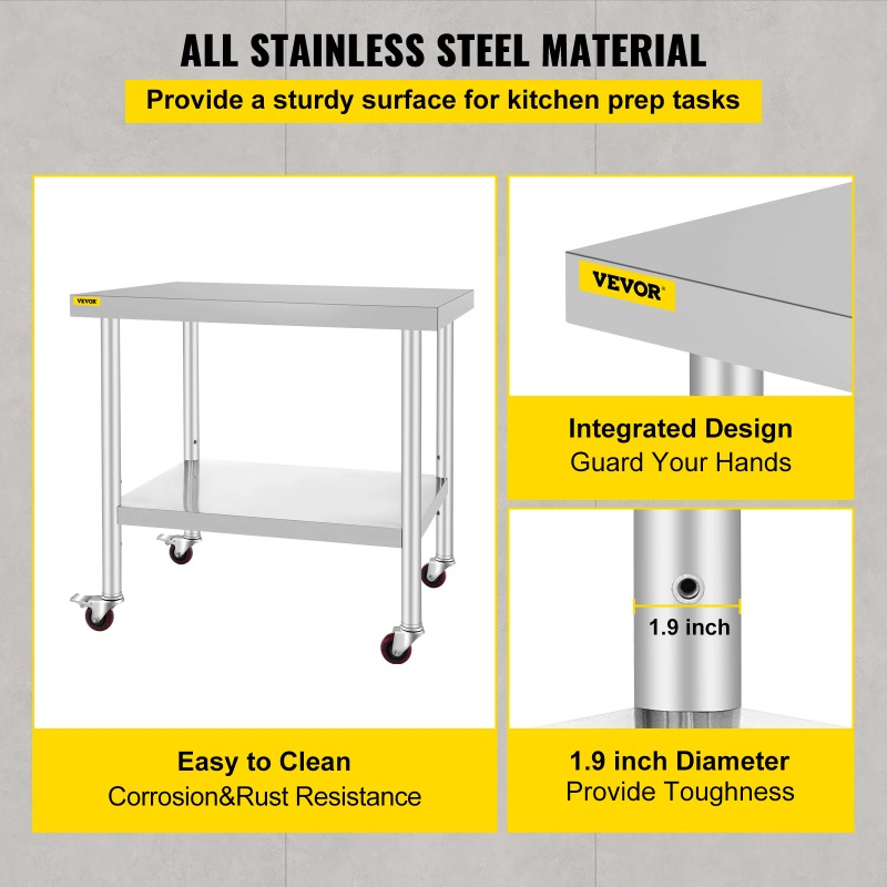 طاولة تحضير للمطبخ من الفولاذ  - مراجعة Commercial Kitchen Prep Table With Storage وسعره